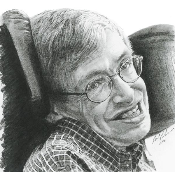 A Timeless Smile “Stephen Hawking“ Drawing By Reed Palmer